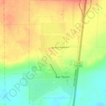 Bar Nunn topographic map, elevation, terrain