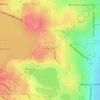 Bow Mar topographic map, elevation, terrain
