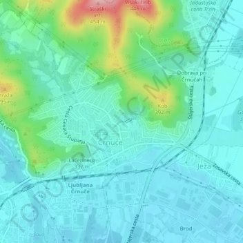 Črnuški bajer topographic map, elevation, terrain