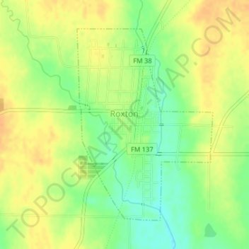 Roxton topographic map, elevation, terrain