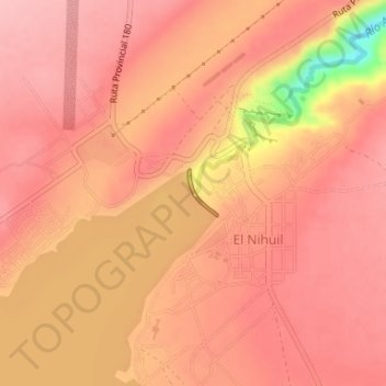 Dique El Nihuil topographic map, elevation, terrain