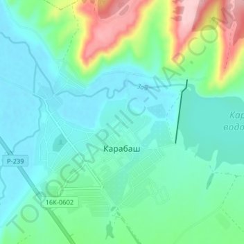 Карабаш topographic map, elevation, terrain
