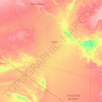 Erg Chech topographic map, elevation, terrain