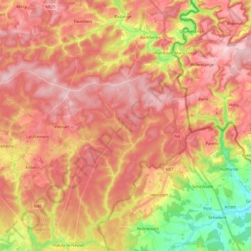 Forêt d'Anlier topographic map, elevation, terrain