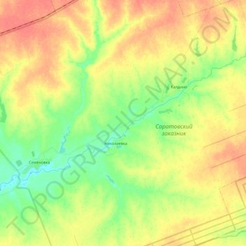 Еруслан topographic map, elevation, terrain