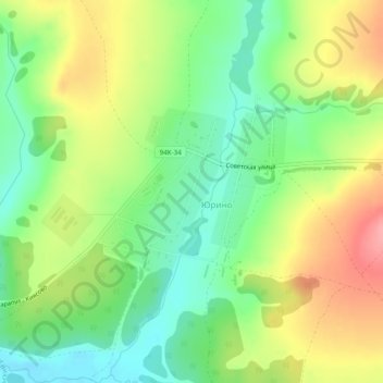 Юрино topographic map, elevation, terrain