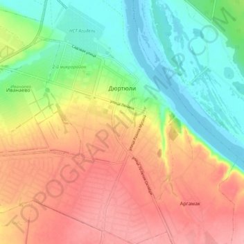 Дюртюли topographic map, elevation, terrain