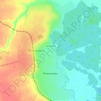 Романовка topographic map, elevation, terrain