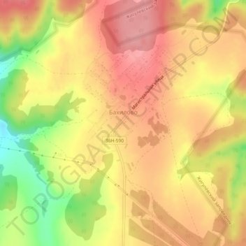 Бахилово topographic map, elevation, terrain