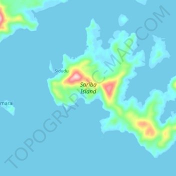 Sariba Island topographic map, elevation, terrain