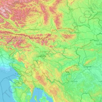 Slovenia topographic map, elevation, relief