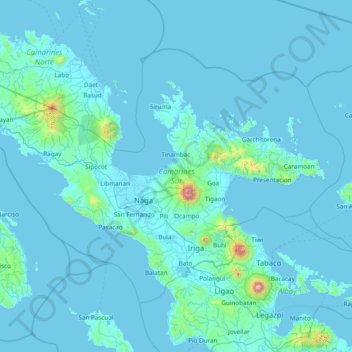 Mapa Ng Camarines Sur Camarines Sur Topographic Map, Elevation, Relief