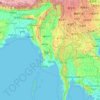 Myanmar topographic map, elevation, relief